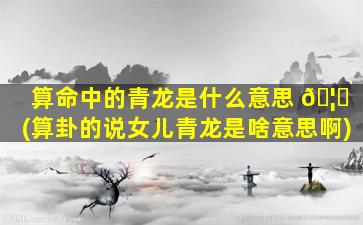 算命中的青龙是什么意思 🦍 (算卦的说女儿青龙是啥意思啊)